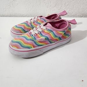 Vans Kids Wavy Rainbow Pink Elastic Lace Slip On Toddler Girl Size 9